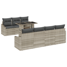vidaXL Kerti Kanapé Szett 8 Részes Természetes Rattan Szintetikus Rattan (3357685) kerti bútor