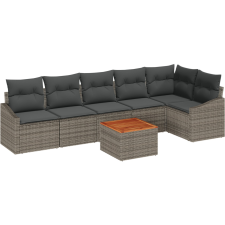 vidaXL Kerti Kanapé Szett párnával 7 pcs Szürke Poli rattan (3347839) kerti bútor