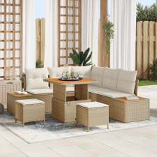 vidaXL Kerti Kanapé Szett párnával tárolóval 8 pcs Bézs Poli rattan kerti bútor