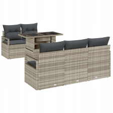 vidaXL Kerti Kanapé Szett tárolóval 6 pcs Világosszürke Poli rattan (3357475) kerti bútor
