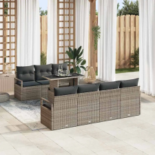 vidaXL Kerti Kanapé Szett tárolóval 8 pcs Szürke Poli rattan kerti bútor