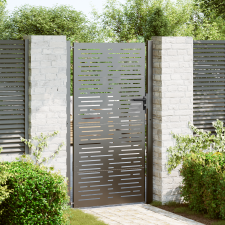 vidaXL Kerti kapu zárral Fekete 105 x 175 cm Porszórt Acél kerti bútor