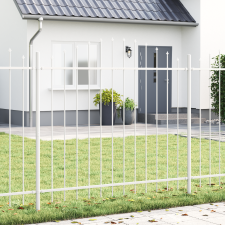 vidaXL Kerti Kerítés Ívvel Fent, Fehér, 8,5x1,5 m, Acél építőanyag