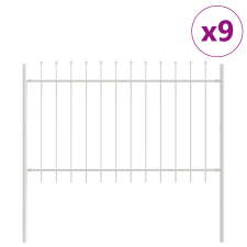 vidaXL Kerti Kerítés Lándzsa Felső Fehér 15,3x1 m Acél (3334180) építőanyag