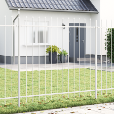 vidaXL Kerti Kerítés Lándzsás Fennel Fehér 15,3x1,5 m Acél építőanyag