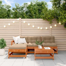 vidaXL Kerti lounge szett 5 pcs Gyantás Barna Fenyő Tömör Fenyőfa kerti bútor