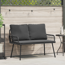 vidaXL Kerti Pad Fekete 114x64x78 cm Polirattan kerti bútor