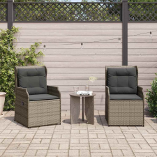 vidaXL Kerti pad párnával 2 pcs Szürke Poli rattan kerti bútor