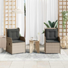 vidaXL Kerti pad párnával 2 pcs Világosszürke Poli rattan kerti bútor