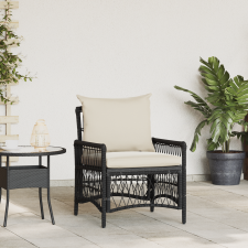 vidaXL Kerti Szék Párnákkal Fekete 60x70x78 cm Poli Rattan kerti bútor