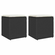 vidaXL kerti székek párnákkal 2 db fekete 40x40x43 cm polirattan kerti bútor