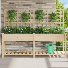 vidaXL Kerti Ültető Edény Trellis-szel és Polccal 203x53x152 cm Tömör Fenyőből kerti tárolás