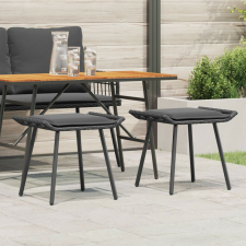 vidaXL Kerti Zsámolyok 2 db Fekete 50x40x45 cm Polirattan kerti bútor