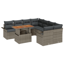vidaXL Kertibútor Szett 9 darabos Szürke Rattan Kerti szofa szett (3349313) kerti bútor