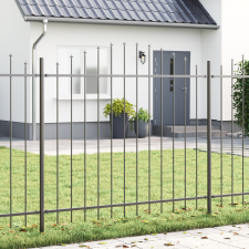 vidaXL Kertikerítés Íves tetejű Szürke 11,9x1,5 m Acél építőanyag