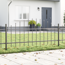 vidaXL Kertkerítés Ív tetejű Szürke 13,6x0,75 m Acél építőanyag