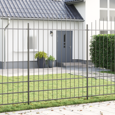 vidaXL Kertkerítés Íves Felső Szürke 8,5x2 m Acél építőanyag