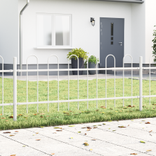 vidaXL Kertkerítés Íves Felsővel - Fehér, 15.3 x 0.6 m, Acél építőanyag