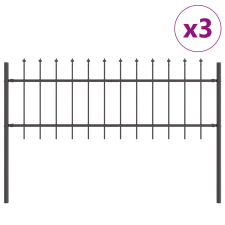 vidaXL Kertkerítés lándzsás tetejű Szürke 5,1x0,6 m Acél (3334048) építőanyag
