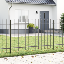 vidaXL Kertkerítés Lándzsás Tetővel Szürke 13,6x1 m Acél építőanyag