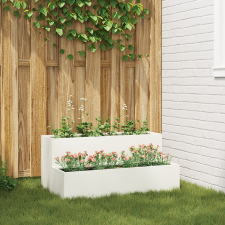 vidaXL Kertvirágcserép 2-szintes 100x60x45 cm Fehér Acél kerti tárolás