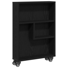 vidaXL Keskeny Tároló Kerekes Trolley Fekete Tölgy 48x13x68 cm Műanyag (868090) bútor