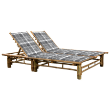 vidaXL kétszemélyes bambusz napozóágy párnákkal kerti bútor