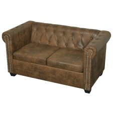vidaXL kétszemélyes barna műbőr Chesterfield kanapé (287918) bútor
