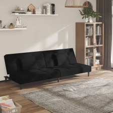 vidaXL Kétszemélyes fekete bársony kanapéágy két párnával bútor