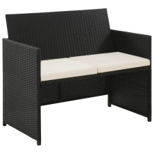 vidaXL kétszemélyes fekete polyrattan kanapé 100 x 56 x 85 cm kerti bútor
