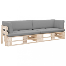 vidaXL kétszemélyes impregnált fenyőfa raklapkanapé párnákkal kerti bútor