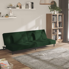 vidaXL kétszemélyes sötétzöld bársony kanapéágy két párnával bútor