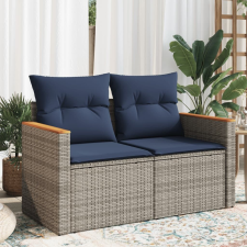 vidaXL kétszemélyes szürke polyrattan kerti kanapé párnákkal kerti bútor