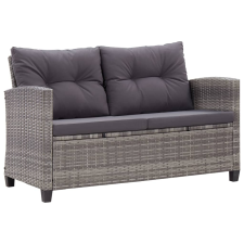 vidaXL kétszemélyes szürke polyrattan kerti kanapé párnákkal 124 cm kerti bútor