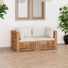 vidaXL kétszemélyes tömör tíkfa kerti kanapé párnákkal kerti bútor