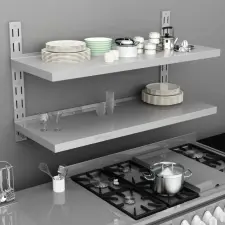 vidaXL kétszintes rozsdamentes acél falra szerelhető fali polc 120 x 30 cm bútor