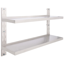 vidaXL kétszintes rozsdamentes acél falra szerelhető fali polc 120 x 30 cm (51048) bútor