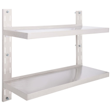 vidaXL kétszintes rozsdamentes acél falra szerelhető polc 100 x 30 cm (51047) bútor