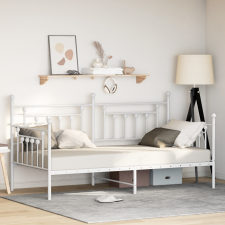 vidaXL Kéttalpas Ágykeret Fehér 90x190 cm Acél ágy és ágykellék