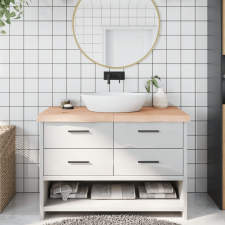 vidaXL Kezeletlen tömör fa fürdőszobai pult 120 x 60 x 6 cm fürdőszoba bútor