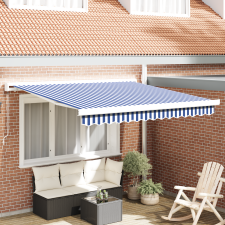 vidaXL Kézi Behúzható Napellenző Kék és Fehér 300x250 cm kerti bútor