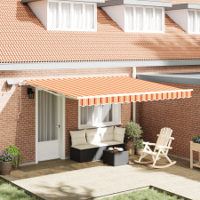 vidaXL Kézi Behúzható Napellenző LED-del Sárga és Narancs 400x300 cm kerti bútor