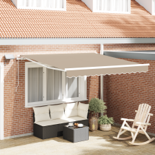vidaXL Kézi Behúzható Napellenző LED fénnyel Bézs 300x250 cm kerti bútor