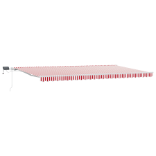 vidaXL Kézi behúzható napellenző LED világítással, piros és fehér csíkos, 600x300 cm (3331606) kerti bútor