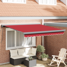 vidaXL Kézi Behúzható Napellenző Piros 350x250 cm kerti bútor