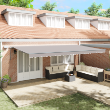 vidaXL Kézi Behúzható Napernyő LED-del Világosszürke 600x300 cm kerti bútor