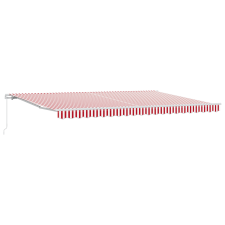 vidaXL Kézi Behúzható Napernyő Piros Fehér Csíkos 500x350 cm (3331493) kerti bútor