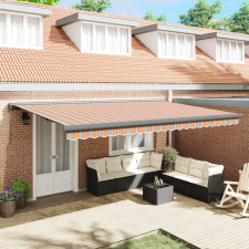 vidaXL Kézi behúzható napernyő többszínű csíkos 500x300 cm kerti bútor