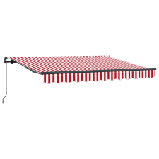 vidaXL Kézi összecsukható napernyő piros és fehér 350x200 cm (3329694) kerti bútor