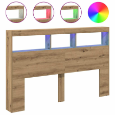 vidaXL kézműves tölgy áthidalószekrény LED-ekkel 160 x 17 x 102 cm (863132) ágy és ágykellék